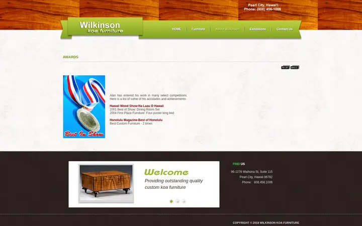 /about-alan-wilkinson/awards — Wilkinson Koa Furniture
