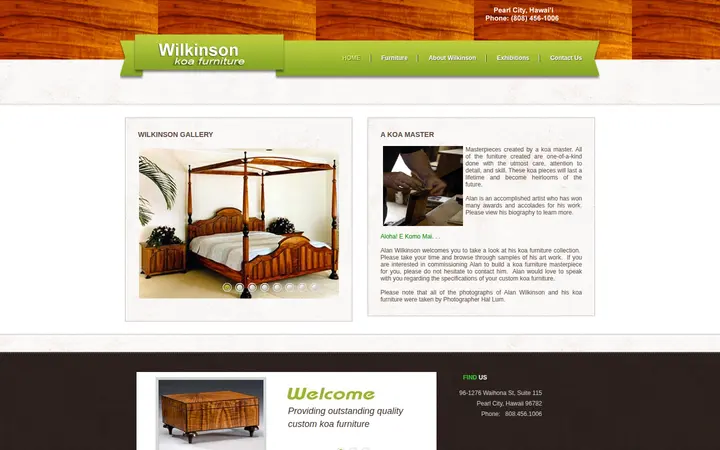 Website of Wilkinson Koa Furniture