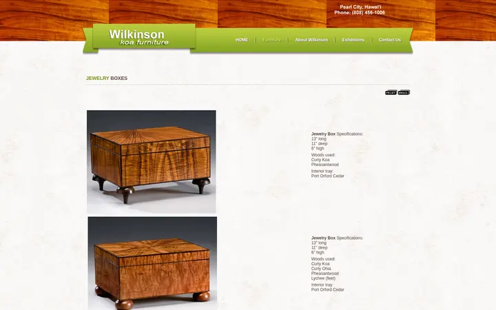 /koa-furniture/koa-jewelry-boxes — Wilkinson Koa Furniture