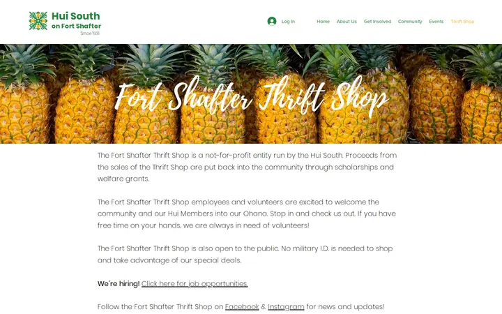 Website of Fort Shafter Thrift Shop