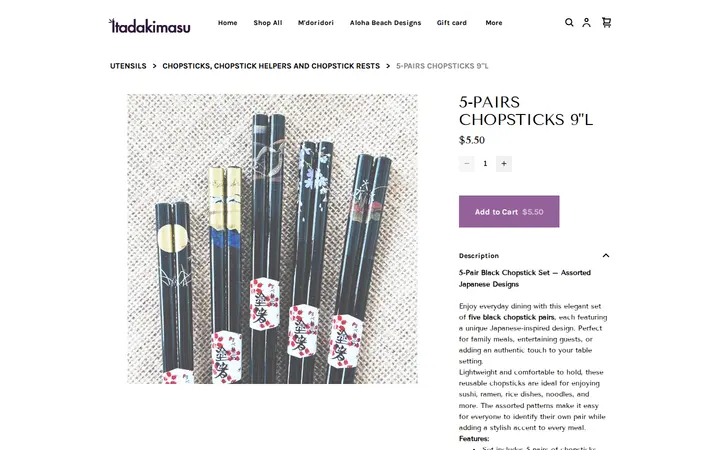 /product/5-pairs-chopsticks-9-l/1144 — Itadakimasu