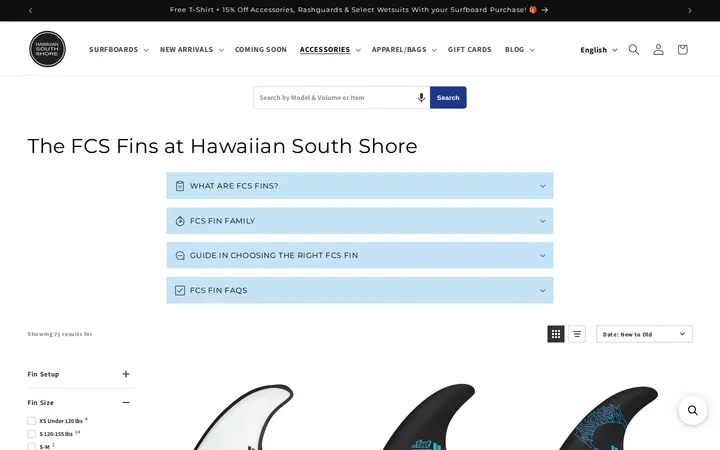 /collections/fcs-surfboard-fins-hawaii-shop-now — Hawaiian South Shore