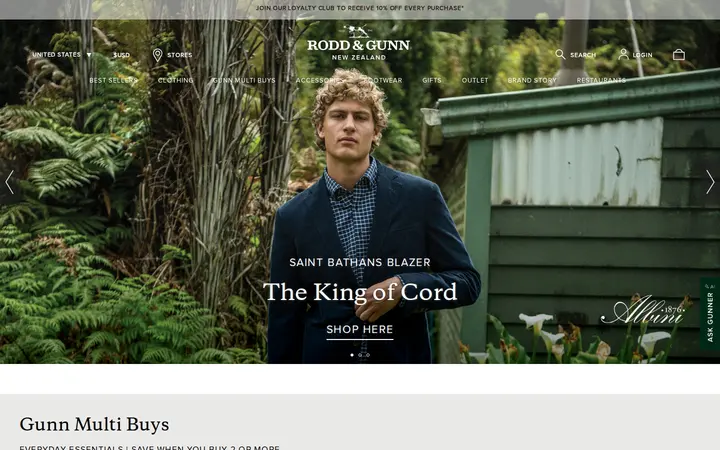 Website of Rodd & Gunn - Macy's Ala Moana Center