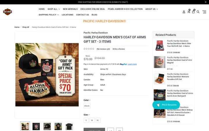 /products/harley-davidson-men-s-coat-of-arms-gift-set-3-items.html — Pacific Harley-Davidson