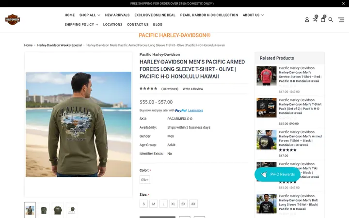 /products/harley-davidson-men-s-pacific-armed-forces-long-sleeve-t-shirt-olive-pacific-h-d-honolulu-hawaii.html — Pacific Harley-Davidson