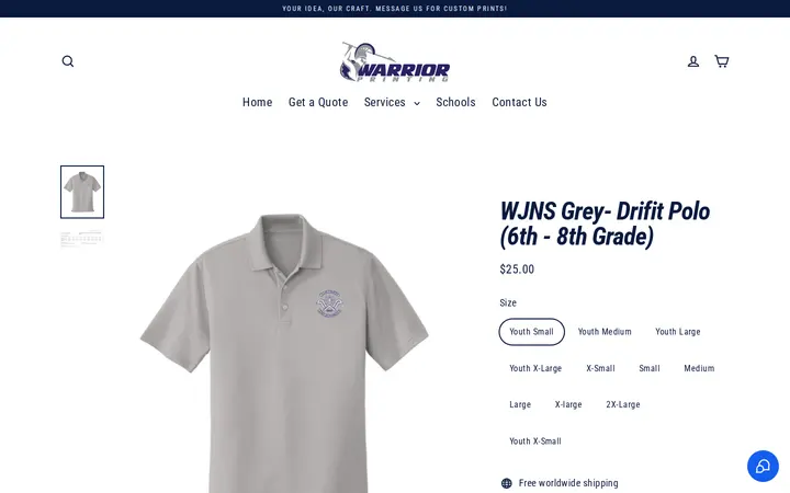 /products/wjns-grey-drifit-polo-6th-8th-grade — Warrior Printing