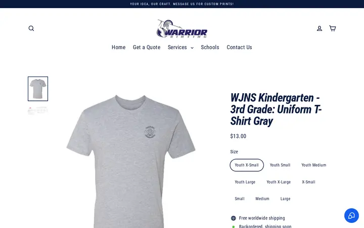 /products/light-grey-heather-wjns-youth-t-shirt — Warrior Printing