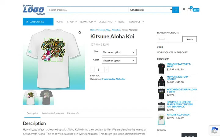 /product/kitsune-aloha-koi — Hawaii Logo Wear