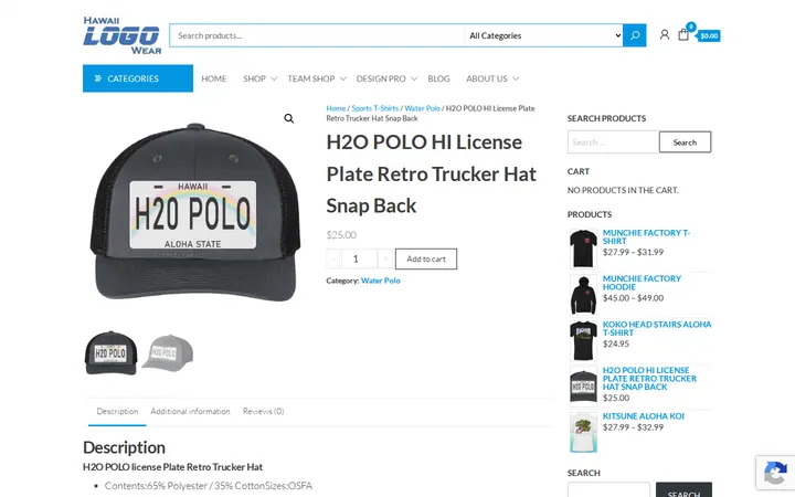 /product/h2o-polo-hi-license-plate-retro-trucker-hat-snap-back — Hawaii Logo Wear