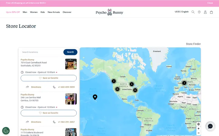 Website of Psycho Bunny