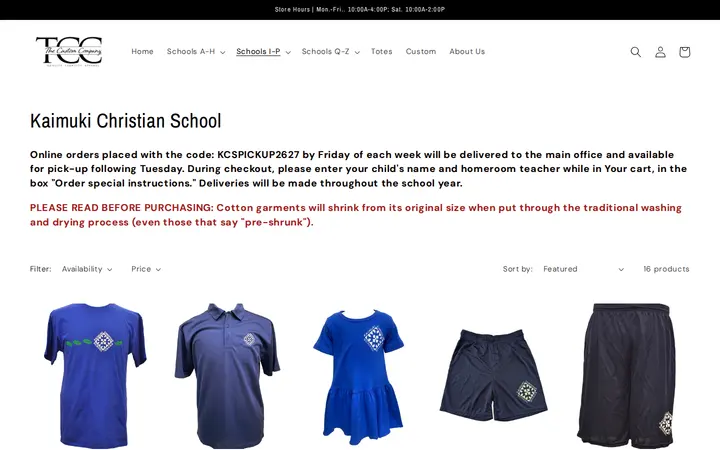 /collections/kaimuki-christian-school — The Custom Company