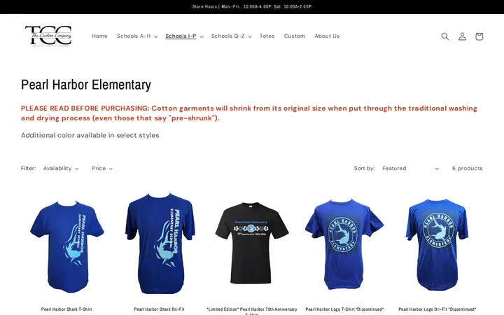 /collections/pearl-harbor-elementary — The Custom Company