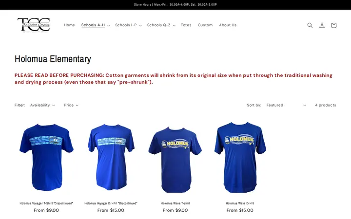 /collections/holomua-elementary — The Custom Company
