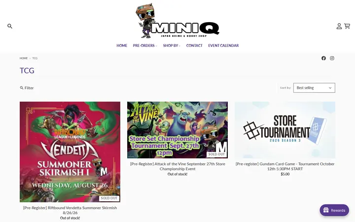 /collections/tcg — MiniQ Anime Shop