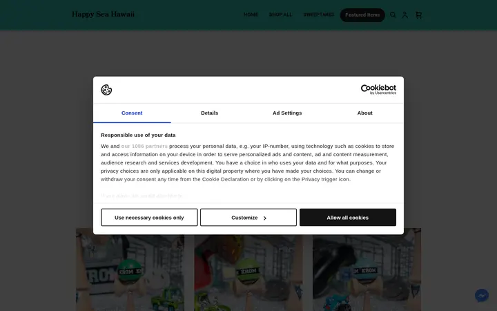 Website of Happy Sea Toys & Collectibles