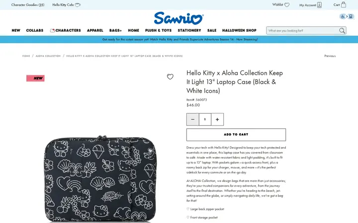 /collections/aloha-collection/products/hello-kitty-x-aloha-collection-13-laptop-case-black-white-icons — Sanrio Surprises