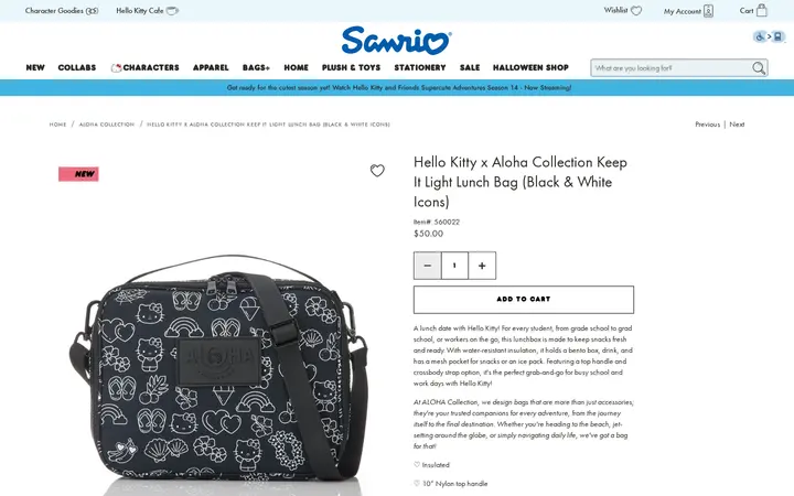 /collections/aloha-collection/products/hello-kitty-x-aloha-collection-lunch-bag-black-white-icons — Sanrio Surprises