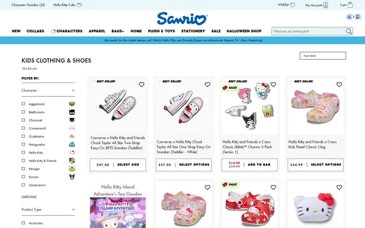 /collections/kids-clothing-shoes — Sanrio Surprises