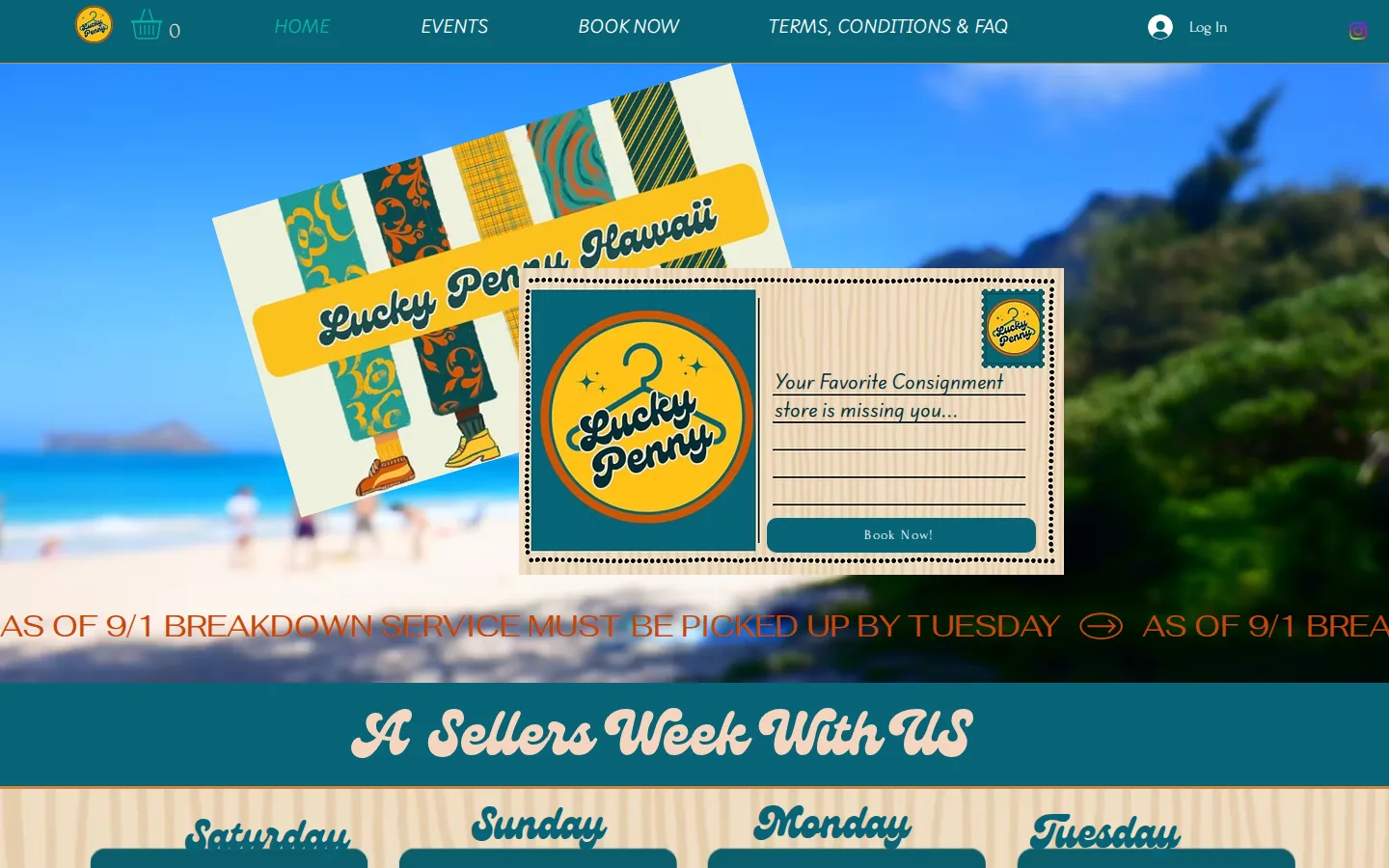 Captured website of Lucky Penny Hawaii