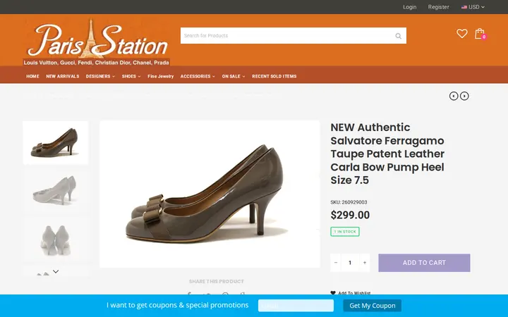 /collections/new-arrivals/products/authentic-salvatore-ferragamo-black-leather-bow-pointed-toe-pump-size-6-5-copy — Paris Station