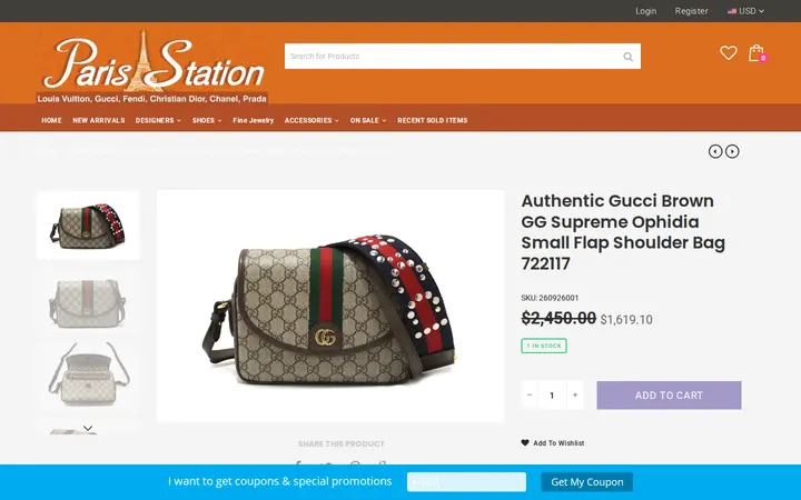 /collections/new-arrivals/products/authentic-new-gucci-brown-classic-supreme-canvas-horsebit-mini-1955-shoulder-bag-658574-copy — Paris Station