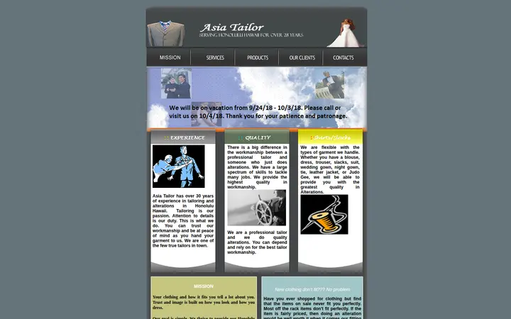Website of Asia Tailor