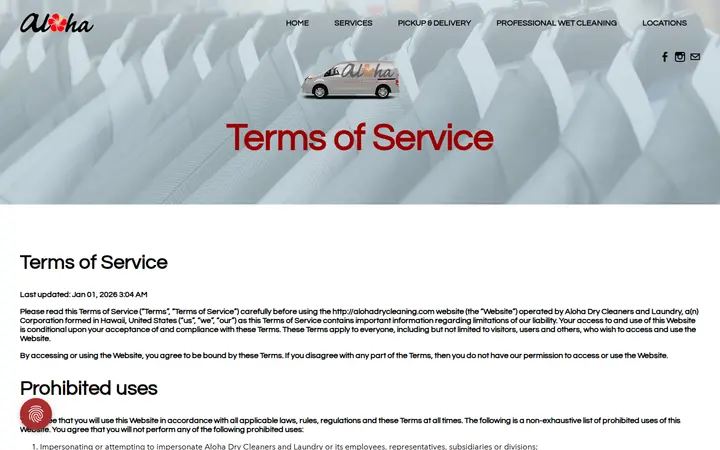 /policies-989057.html — Aloha Dry Cleaners and Laundry