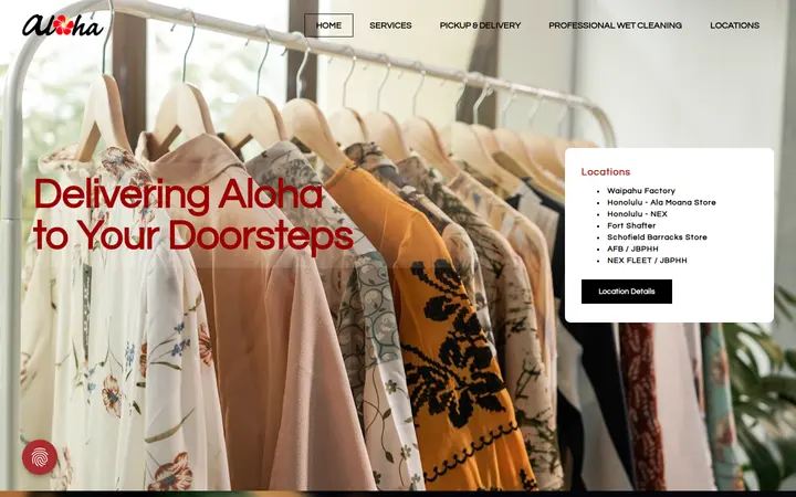 Website of Aloha Dry Cleaners and Laundry
