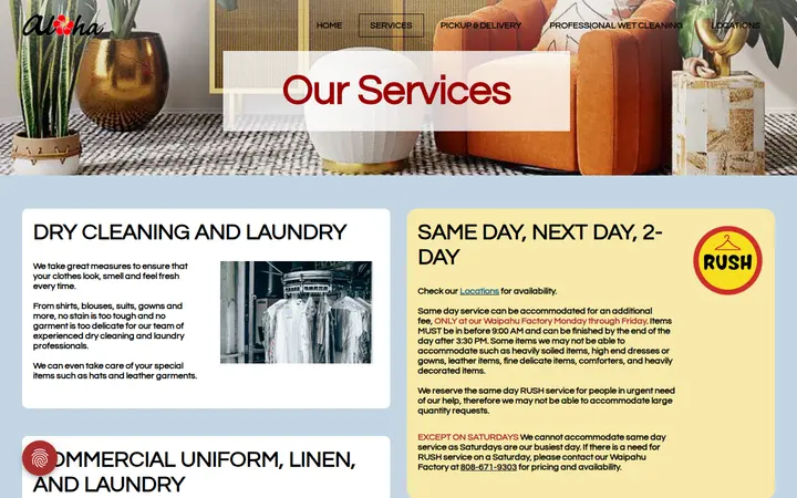 /services.html — Aloha Dry Cleaners and Laundry