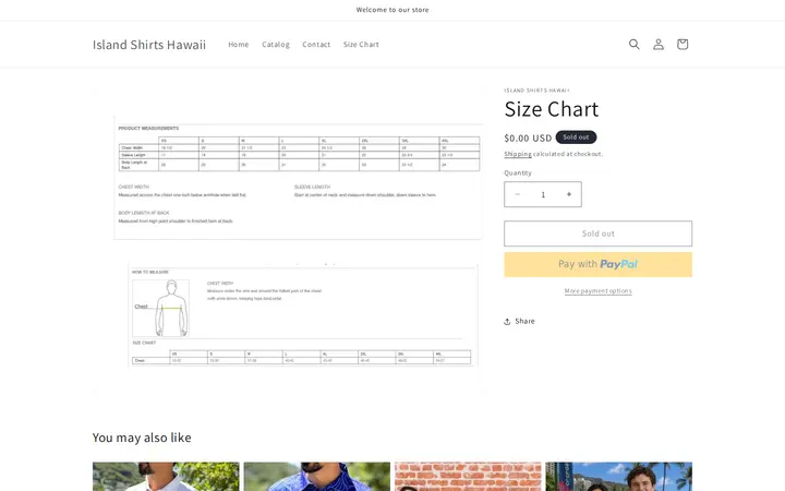 /products/size-chart — island shirts hawaii