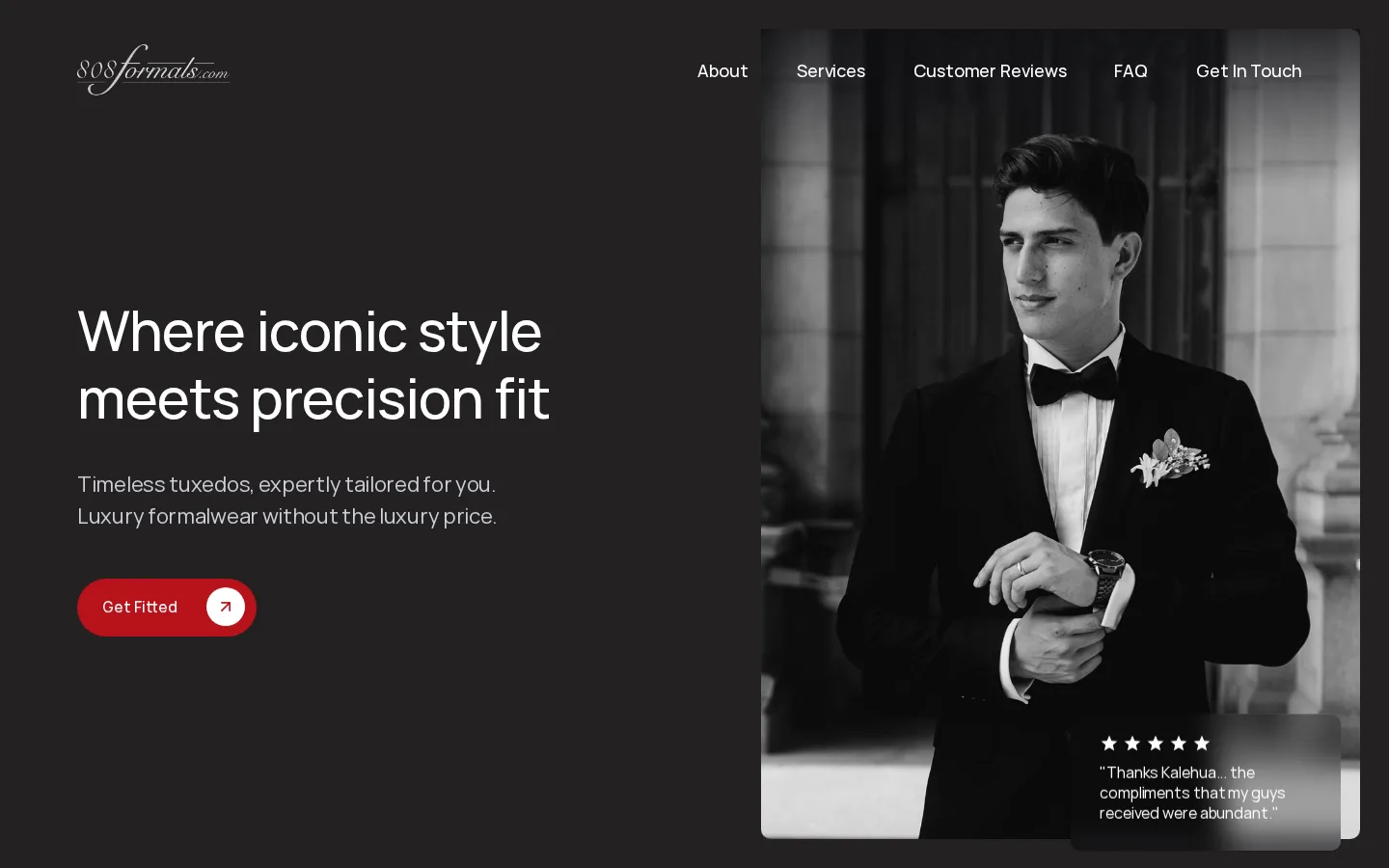Captured website of 808 Formals