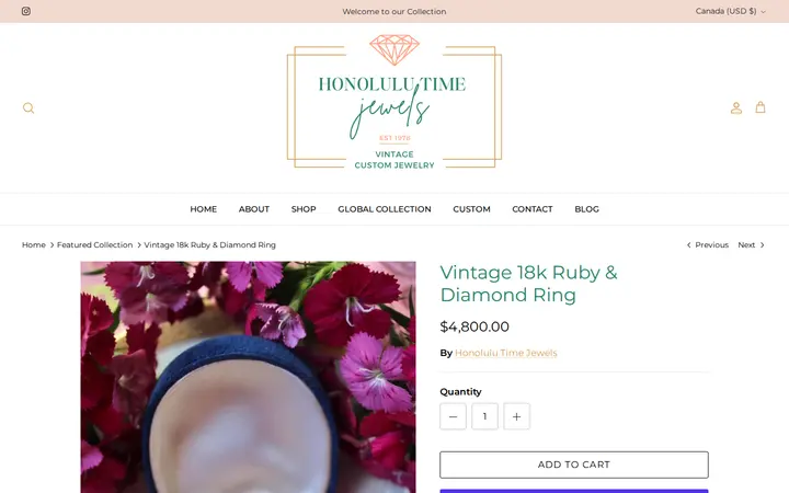 /collections/featured-collection/products/retro-18k-colombian-emerald-diamond-ring-copy — Honolulu Time Jewels