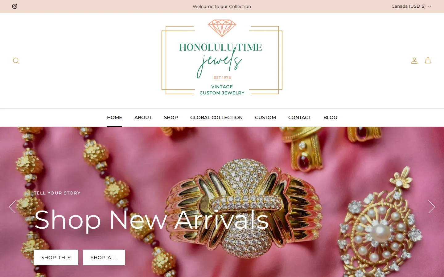 Captured website of Honolulu Time Jewels