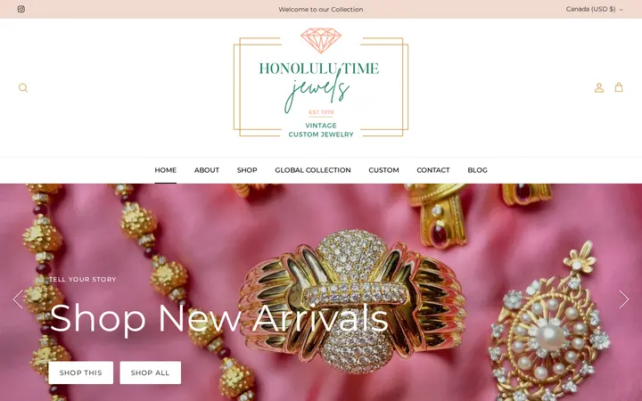 Website of Honolulu Time Jewels