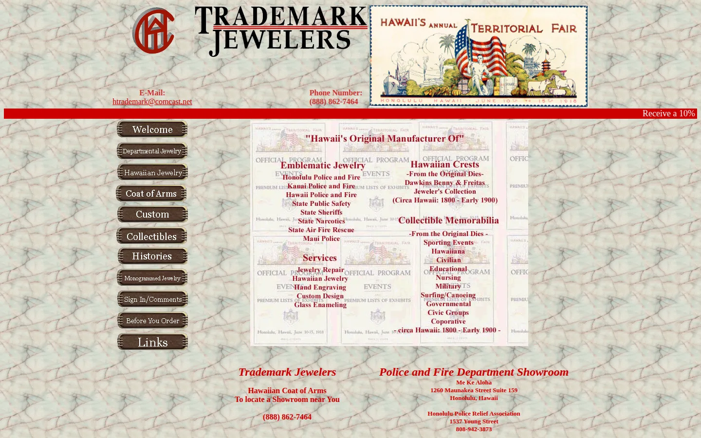 Captured website of Trademark Jewelers