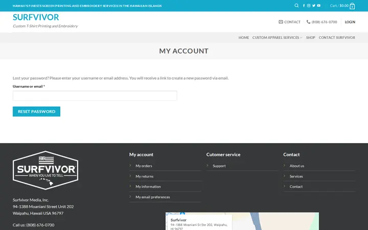 /my-account/lost-password — Surfvivor
