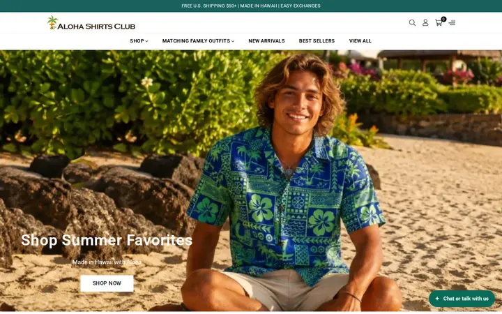 Website of Aloha Shirts Club