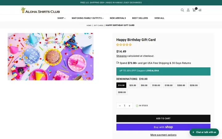 /collections/gift-cards/products/happy-birthday-gift-card — Aloha Shirts Club