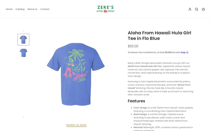 /collections/hawaii-collection/products/aloha-from-hawaii-hula-girl-tee-in-flo-blue — Zeke's Apparel Company