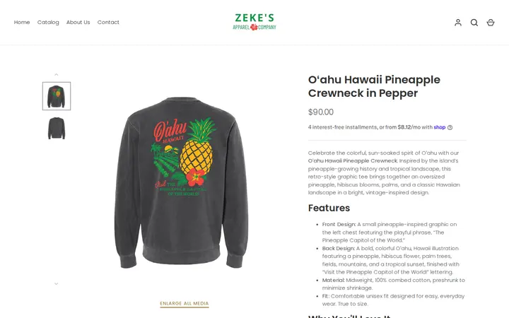 /collections/hawaii-collection/products/o%CA%BBahu-hawaii-pineapple-tee-in-pepper-copy — Zeke's Apparel Company