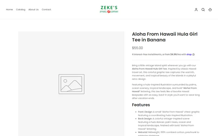 /collections/hawaii-collection/products/aloha-from-hawaii-hula-girl-tee-in-banana — Zeke's Apparel Company