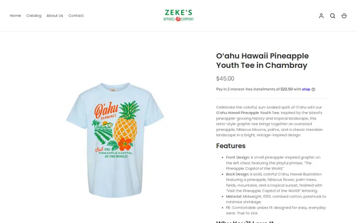/collections/hawaii-collection/products/o%CA%BBahu-hawaii-pineapple-tee-in-pepper-copy-1 — Zeke's Apparel Company
