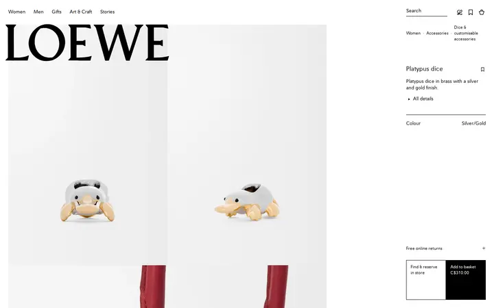 /int/en/women/accessories/customisable-accessories/platypus-dice/C000BADX54-1742.html — LOEWE Ala Moana