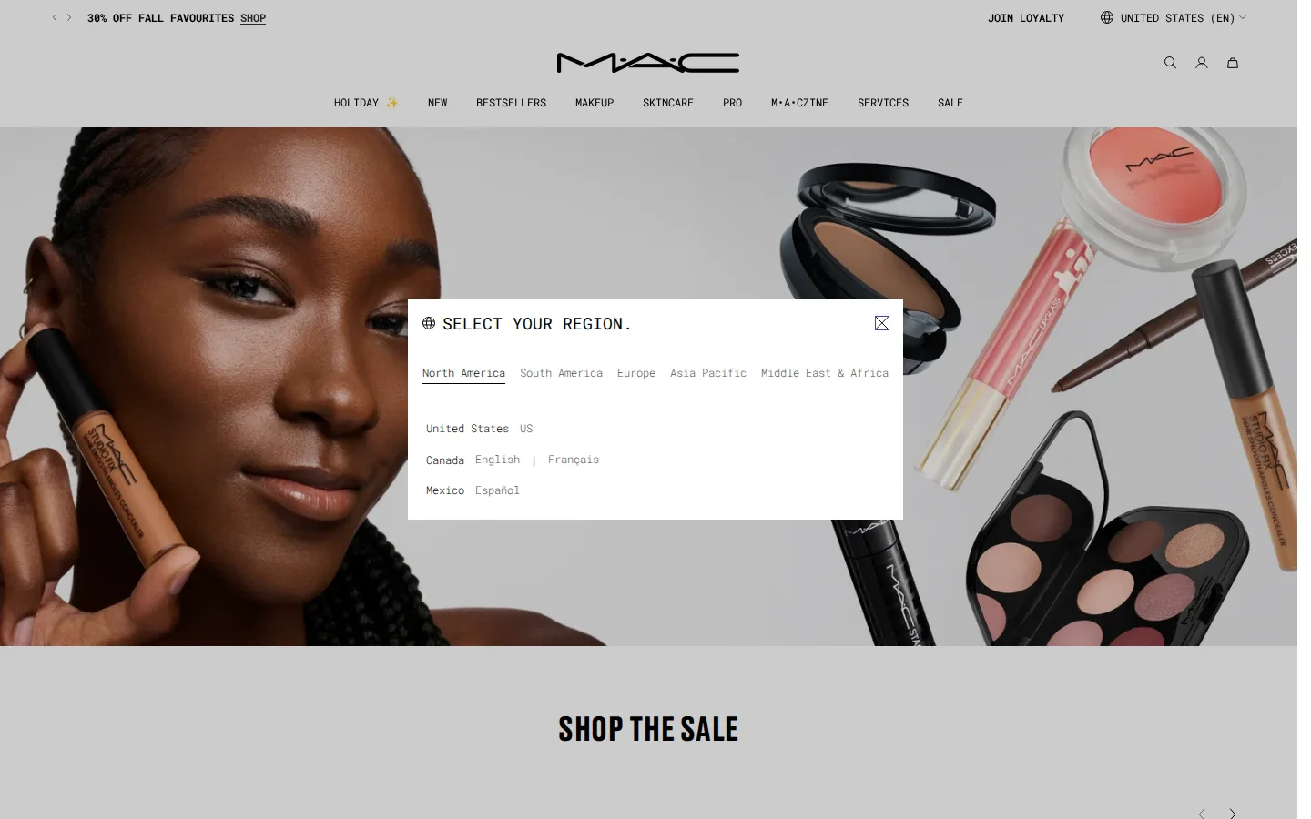 Captured website of MAC