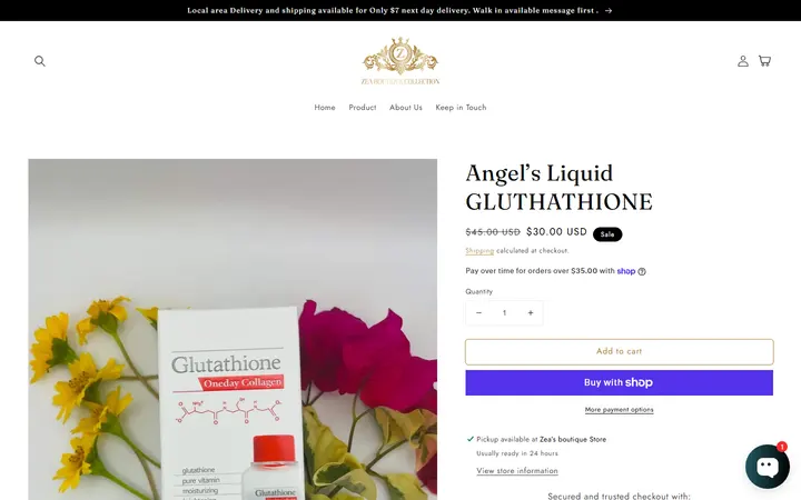 /products/gluthathione-one-day-collagen — Zea's Boutique Collection