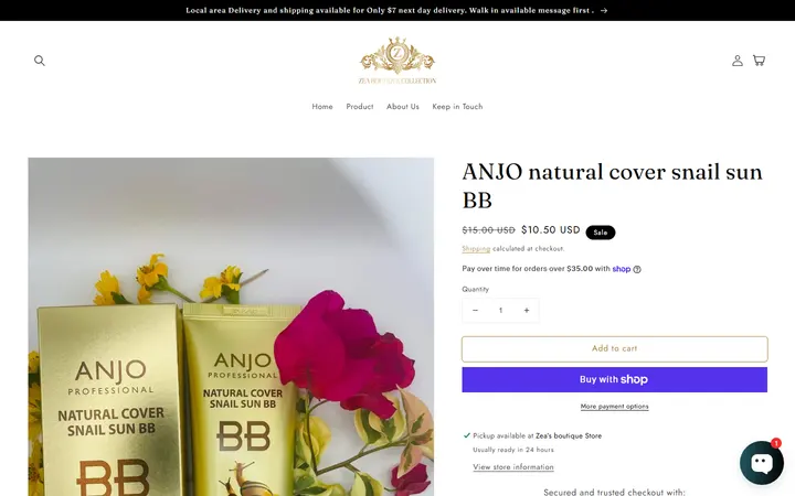 /products/anjo-natural-cover-snail-sun-bb — Zea's Boutique Collection