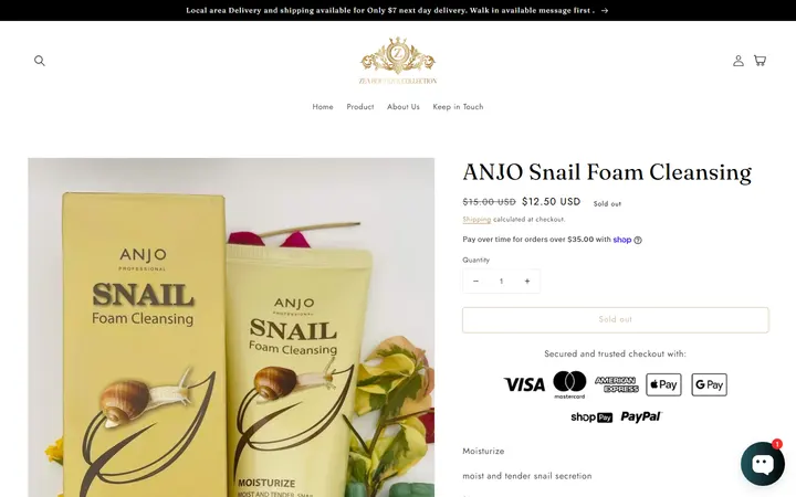 /products/anjo-snail-foam-cleansing — Zea's Boutique Collection