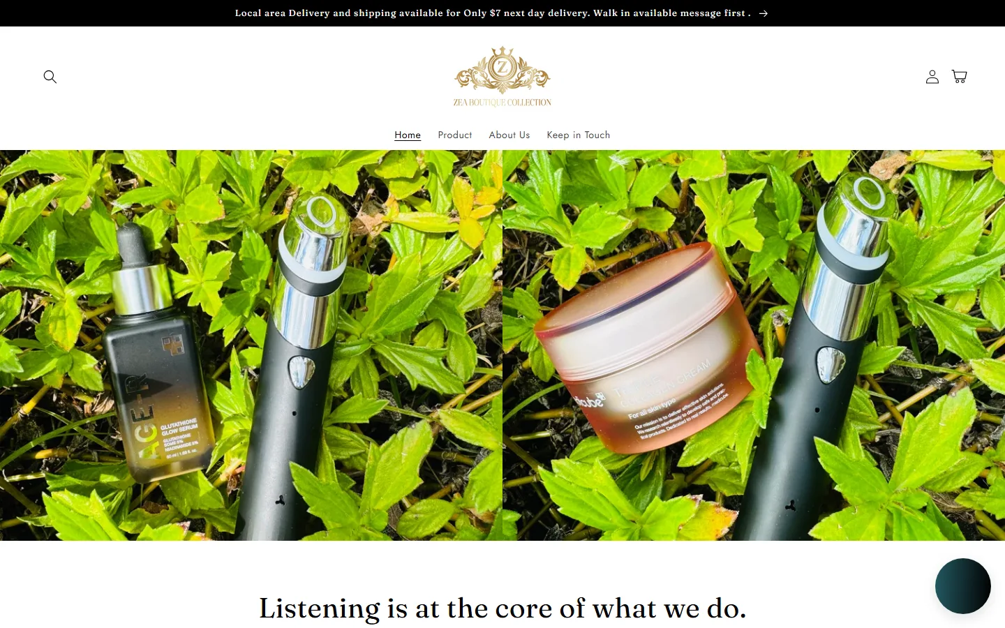 Captured website of Zea's Boutique Collection